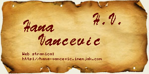 Hana Vančević vizit kartica
